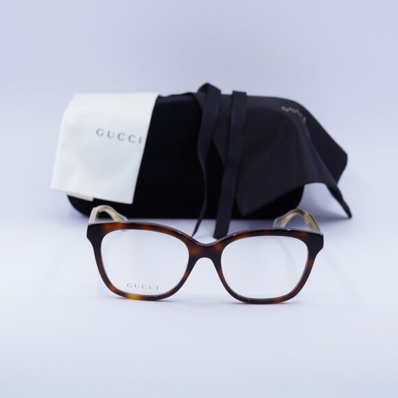 Gucci GG0566ON 002 Square Eyeglasses 52mm - Havana/Crystal - Picture 4 of 11